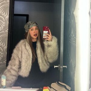 Size Small Fluffy Beige Faux Coat - (FAST SHIPPING)